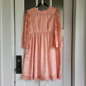 Vintage 70's Empire Waist Peach Dress